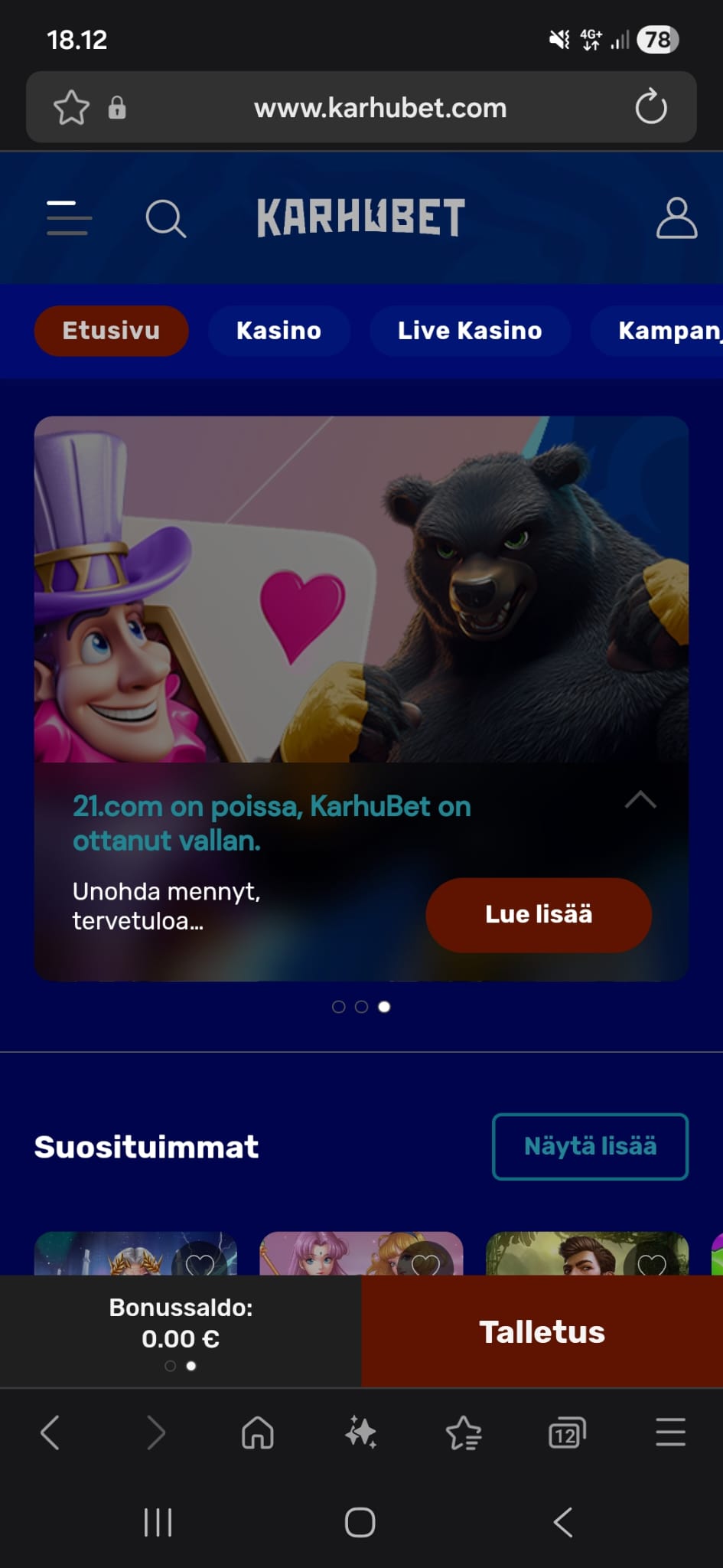 Karhubet Kasinon etusivu