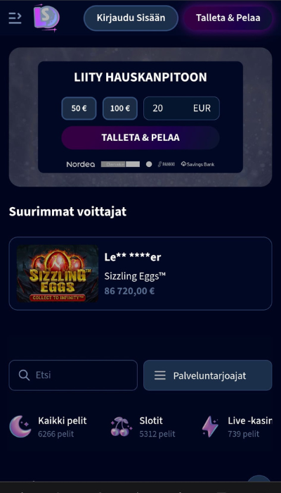 Liittyminen Lunarspins Casinolle