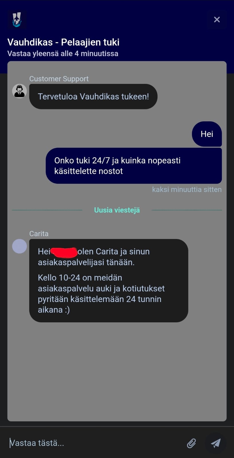 Vauhdikas Kasinon chat
