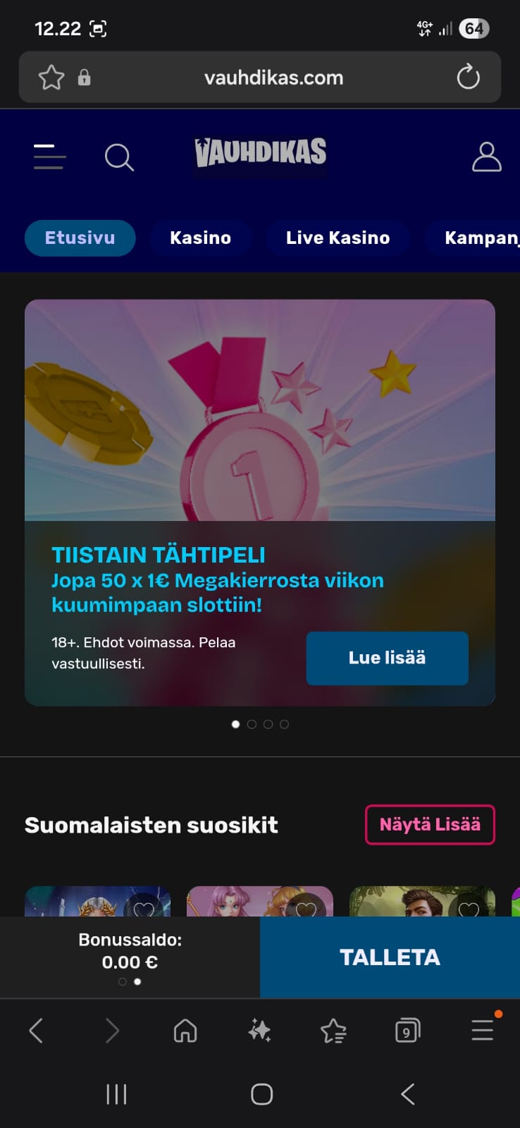 Tältä näyttää rekisteröinnin jälkeen
