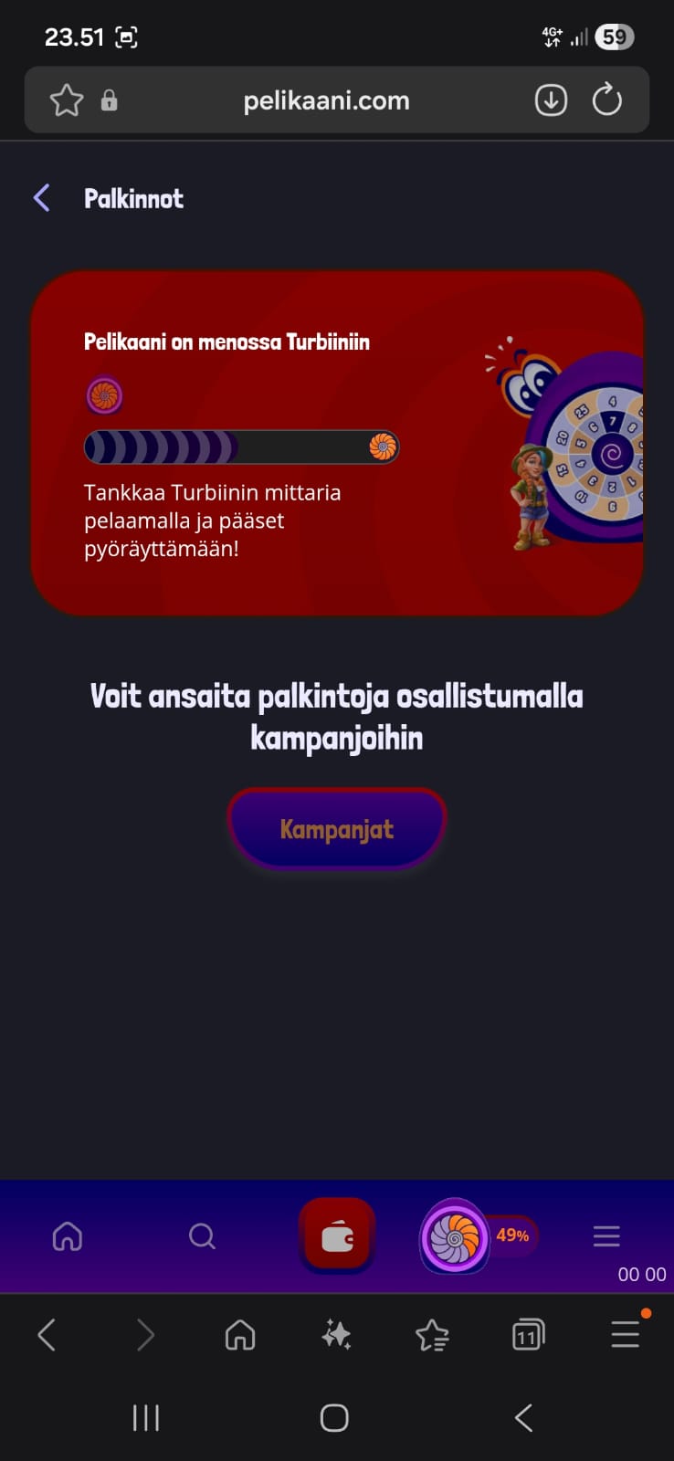 Onnenpyörään pääsee käsiksi useita kertoja