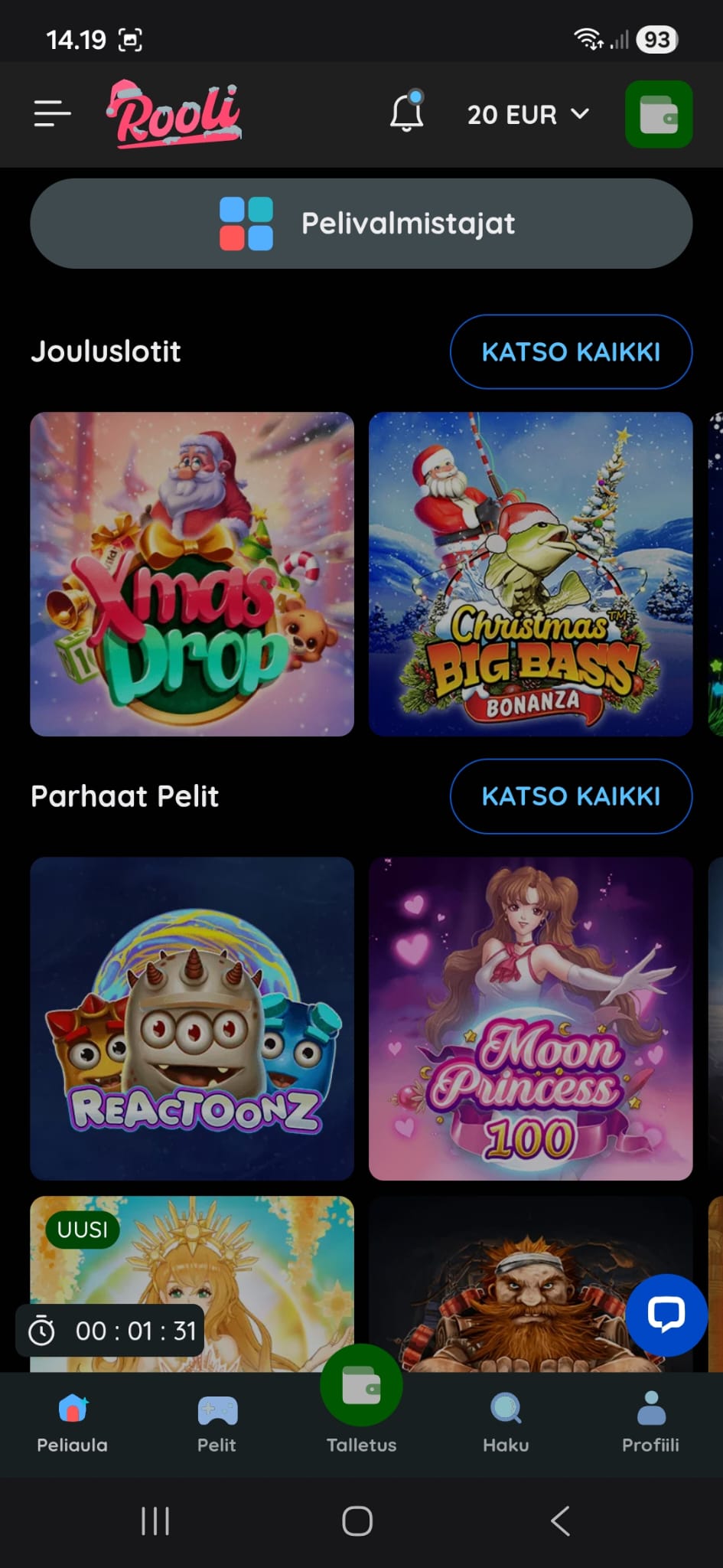 Pelattavaa löytyy 95 studiolta