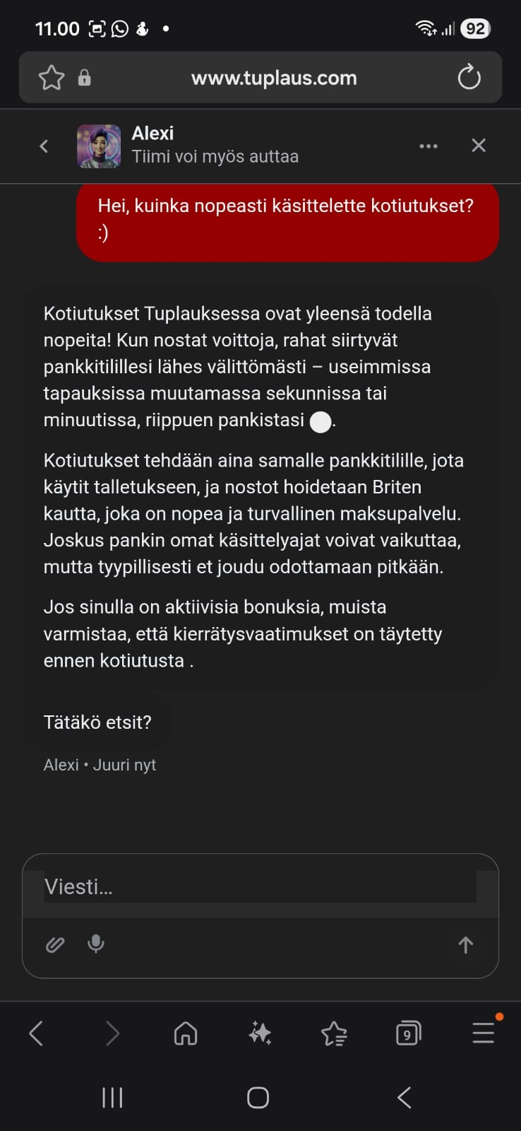 Tuessa vastassa oli botti