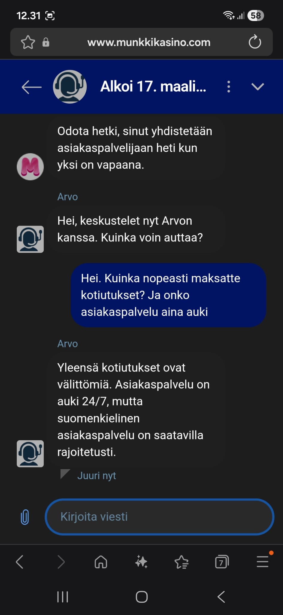 Tukea oli heti saatavilla
