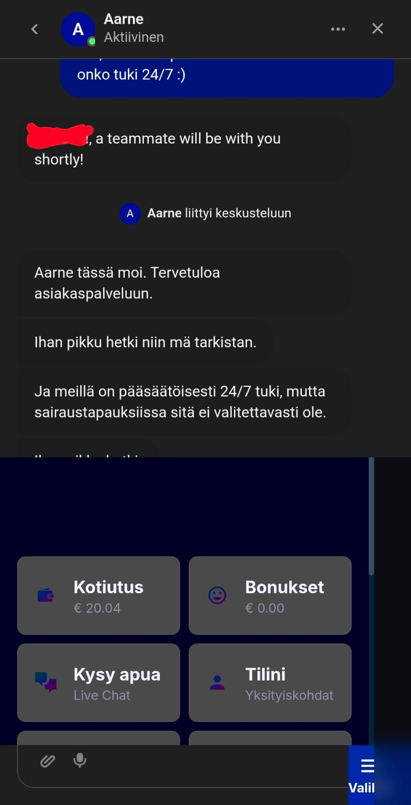 Aarne auttamassa