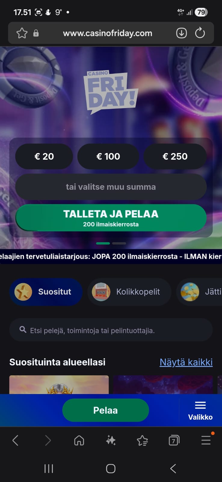Tarjolla iso tervetuliaistarjous