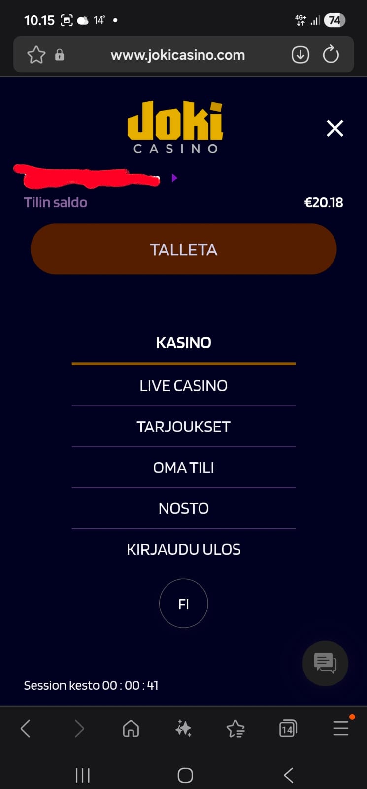 Tilille oli jäänyt 18 senttiä